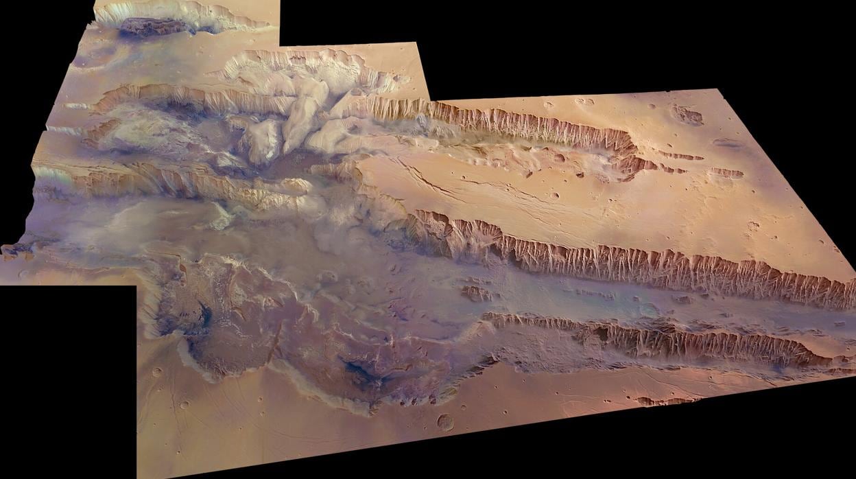 Imagen del sistema de cañones Valles Marineris en Marte